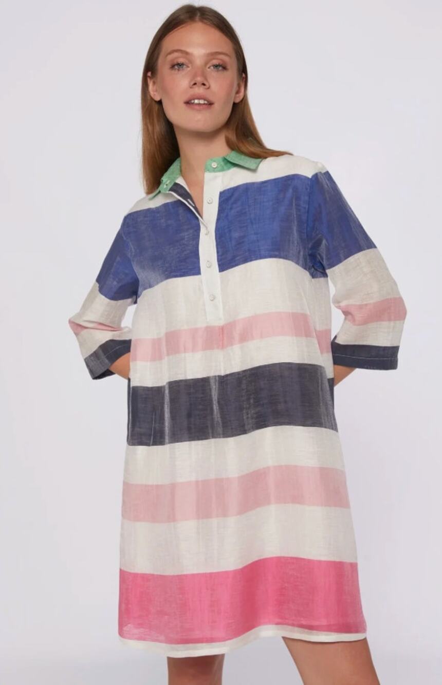 Vilagallo Tayana Linen Stripe Dress Multi size 42 US XL